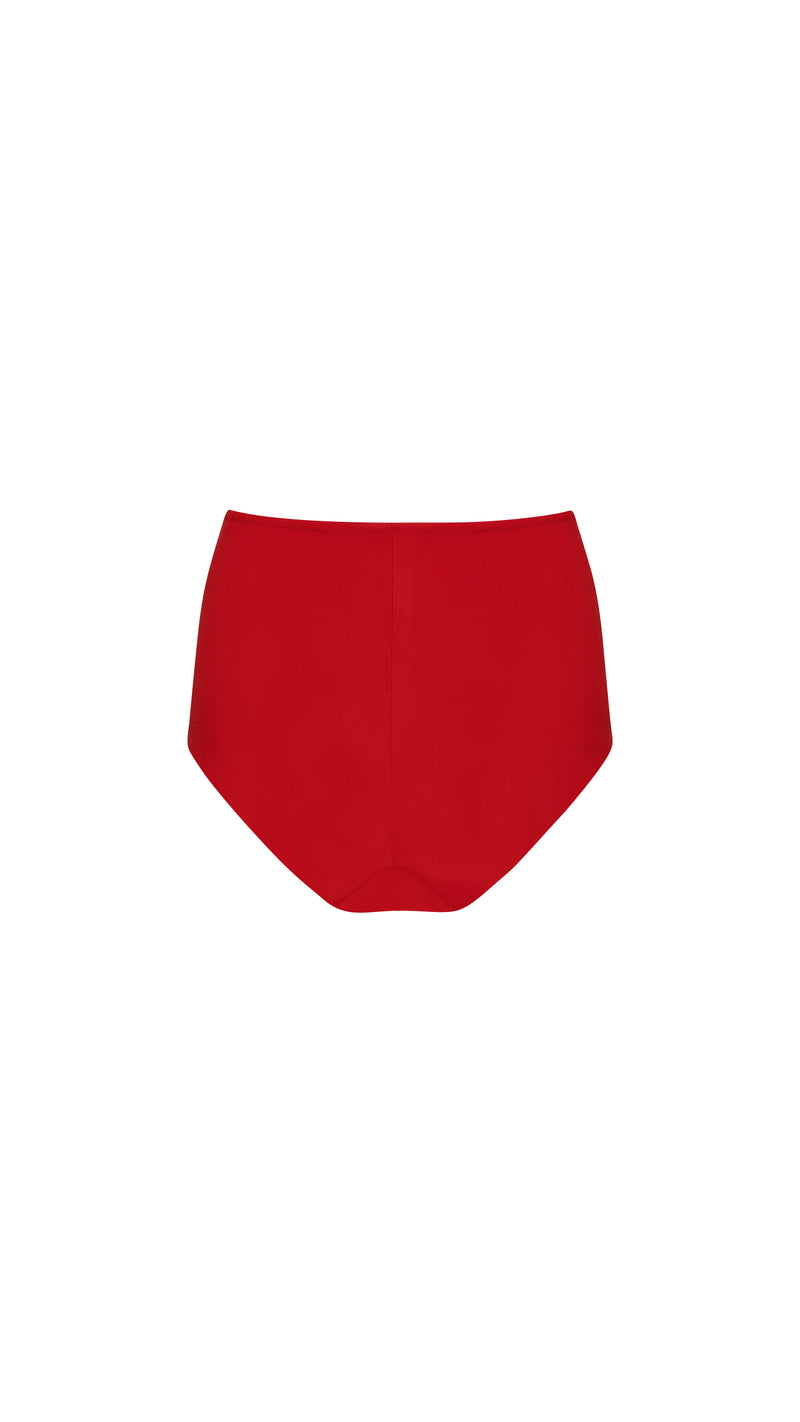 THE MIRAGE HIGH WAISTED BIKINI BOTTOMS - RUBY RED