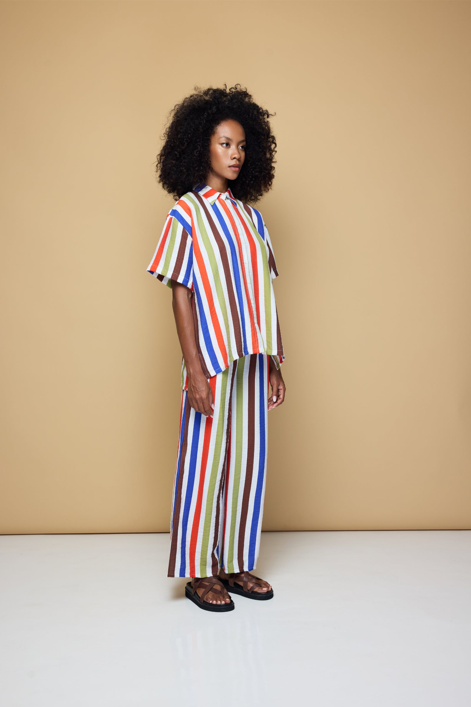 COOLIO STRIPE ELASTIC DRAWSTRING PANTS - COOLIO STRIPE