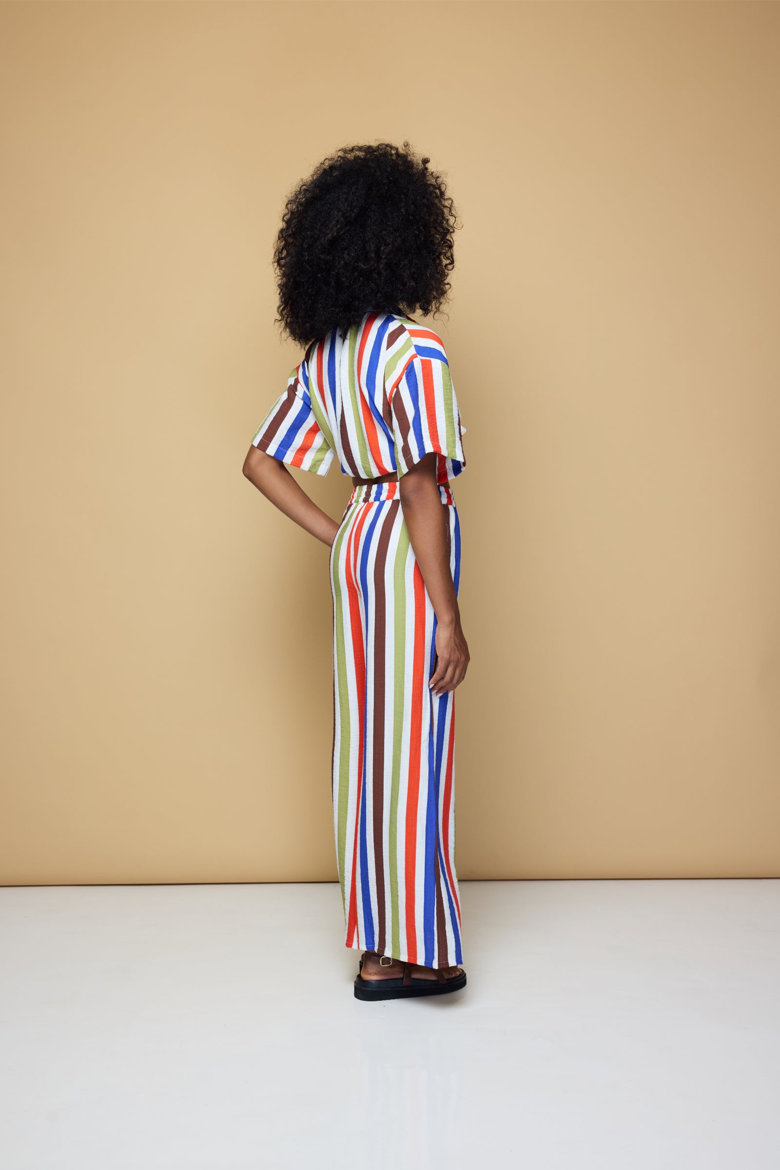 COOLIO STRIPE ELASTIC DRAWSTRING PANTS - COOLIO STRIPE