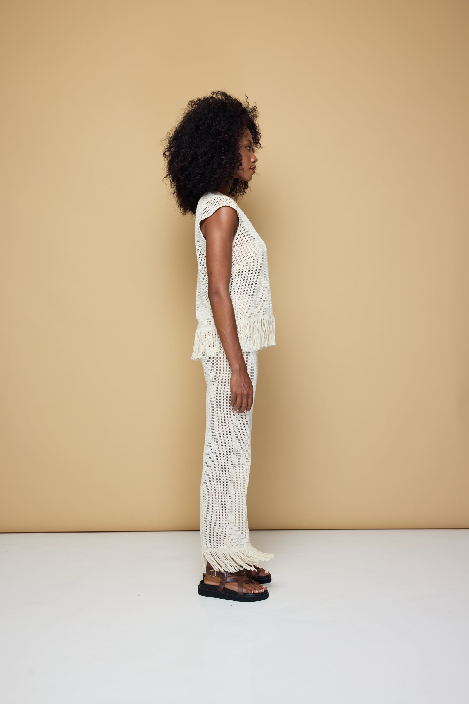 THE ERIKA KNITTED PULL ON PANTS - SOFT LATTE CREAM