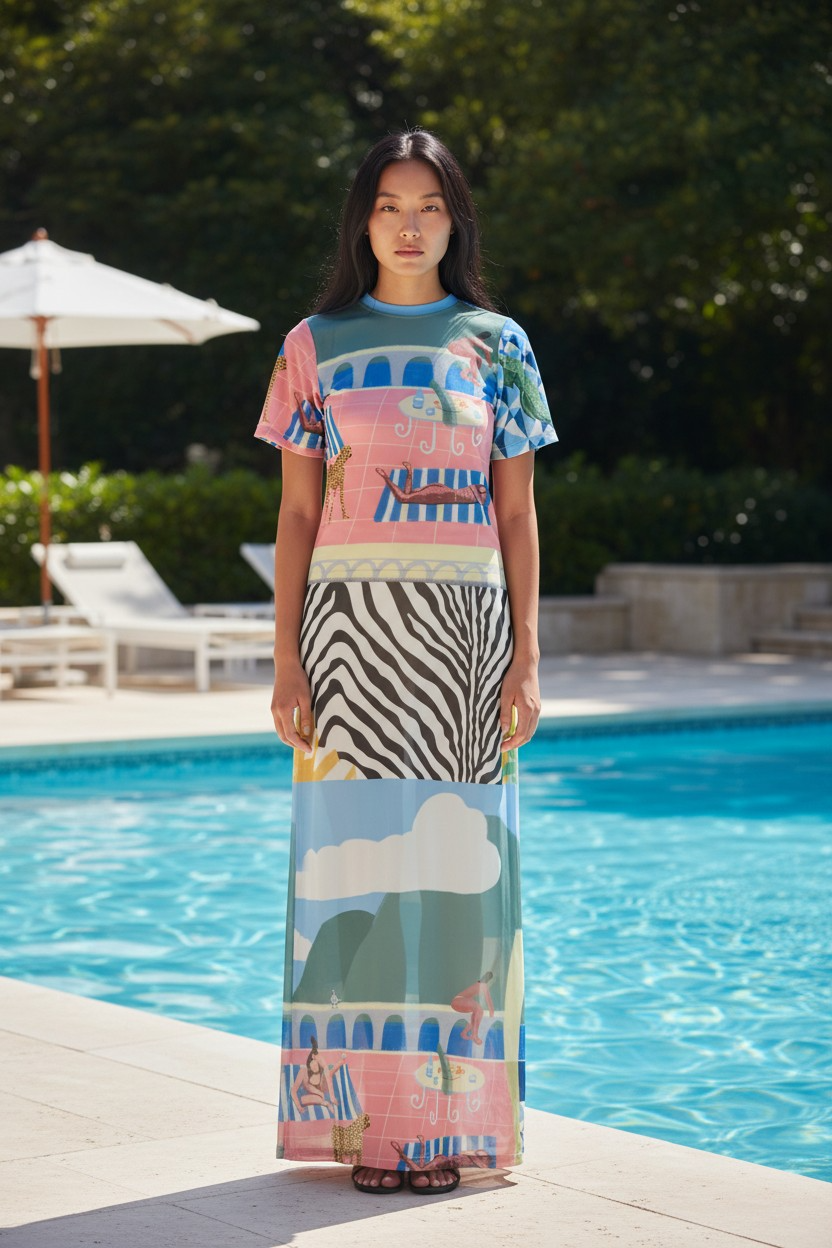 VILLA BANANA MAXI NET DRESS - LEE WILSON ART