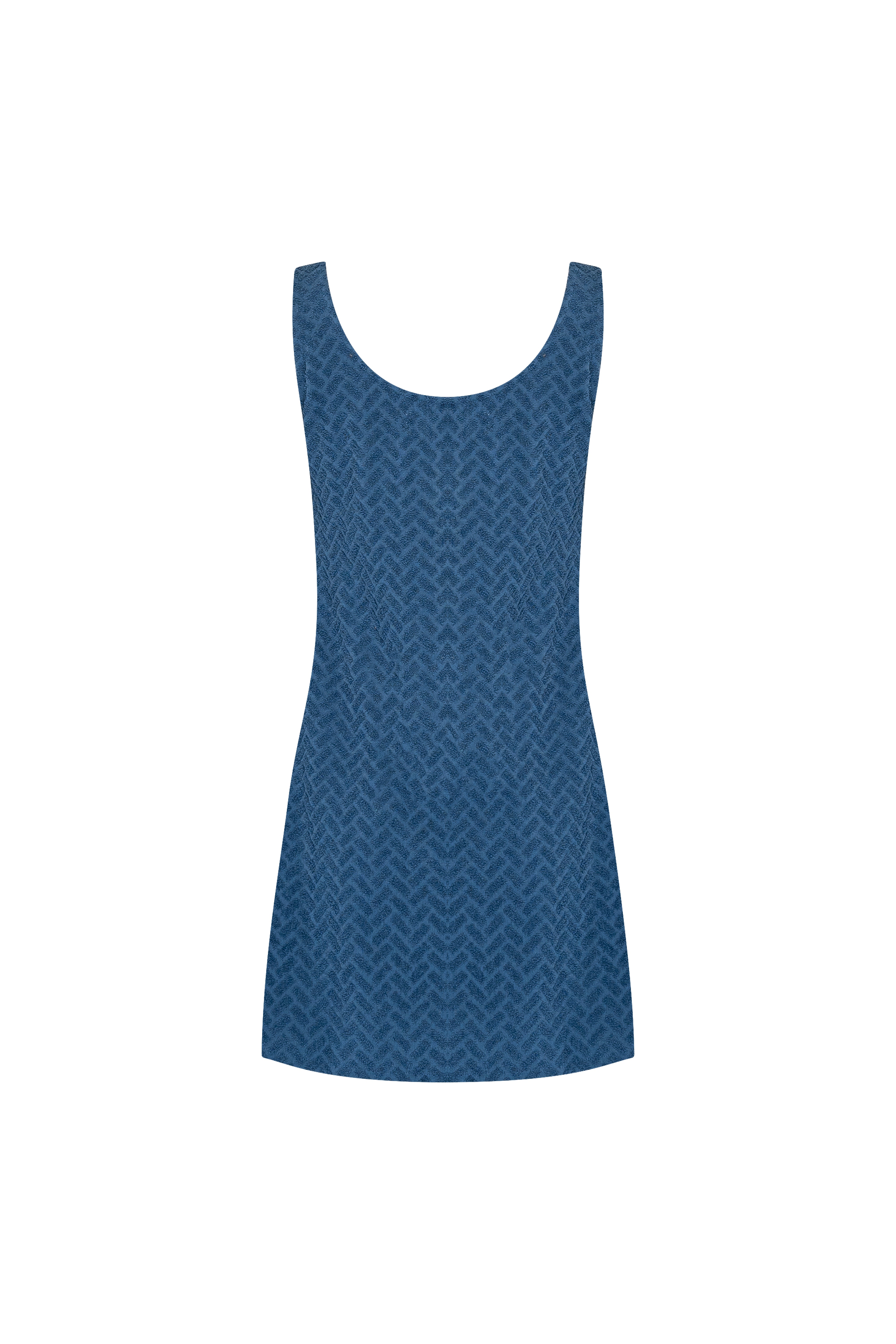 TERRINGBONE SINGLET DRESS - CLOUD BLUE