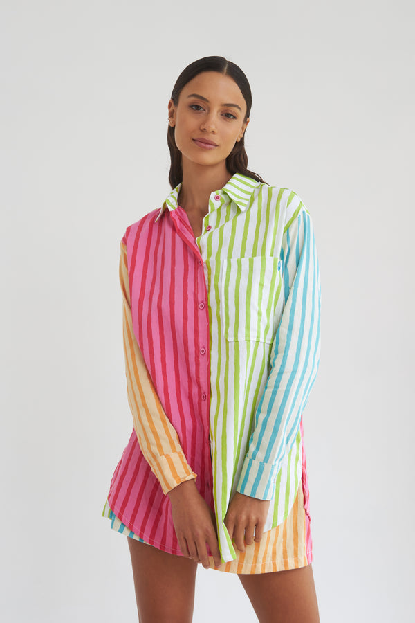 THE SUNNY SIDE UP SHIRT - MULTI COLOUR STRIPES