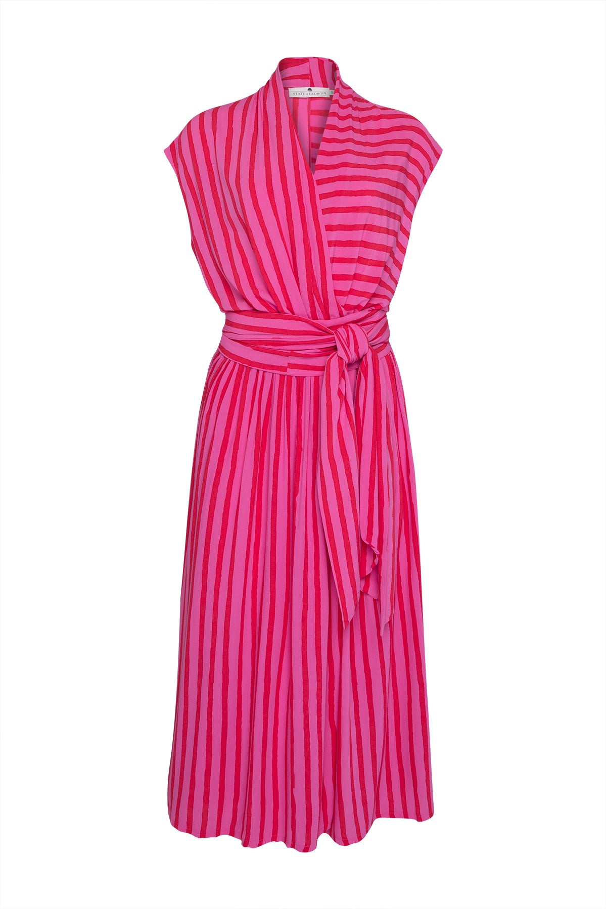 THE POINT DRESS - PINK/RED FILM STRIPE