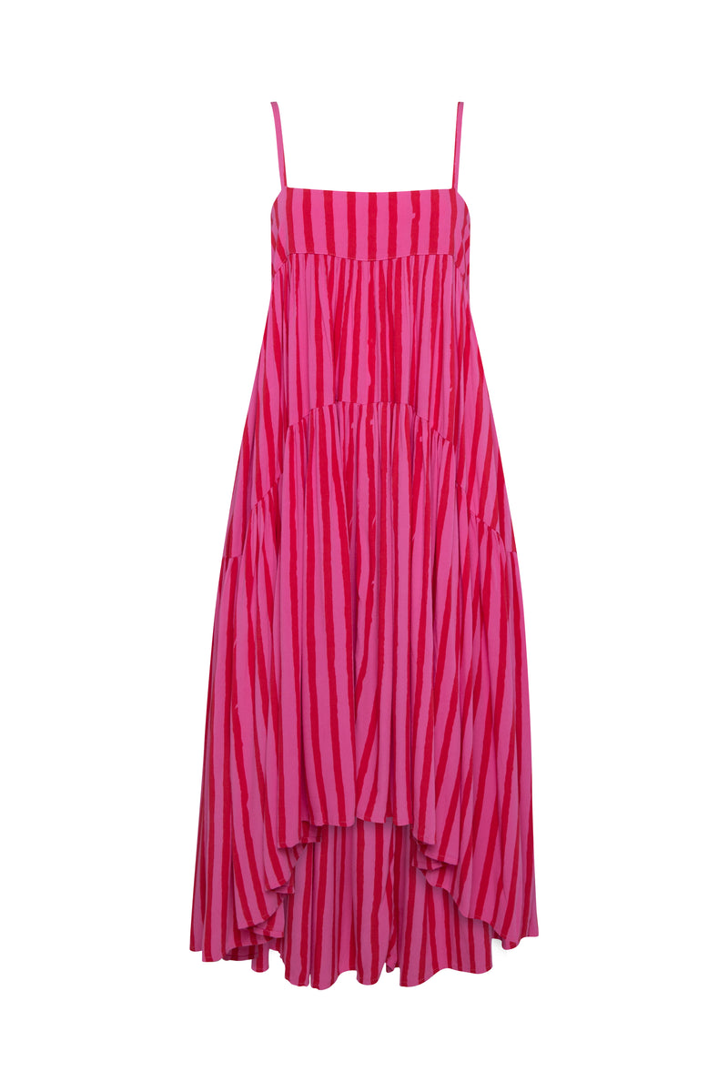 THE HOLIDAY DRESS - PINK/RED FILM STRIPE