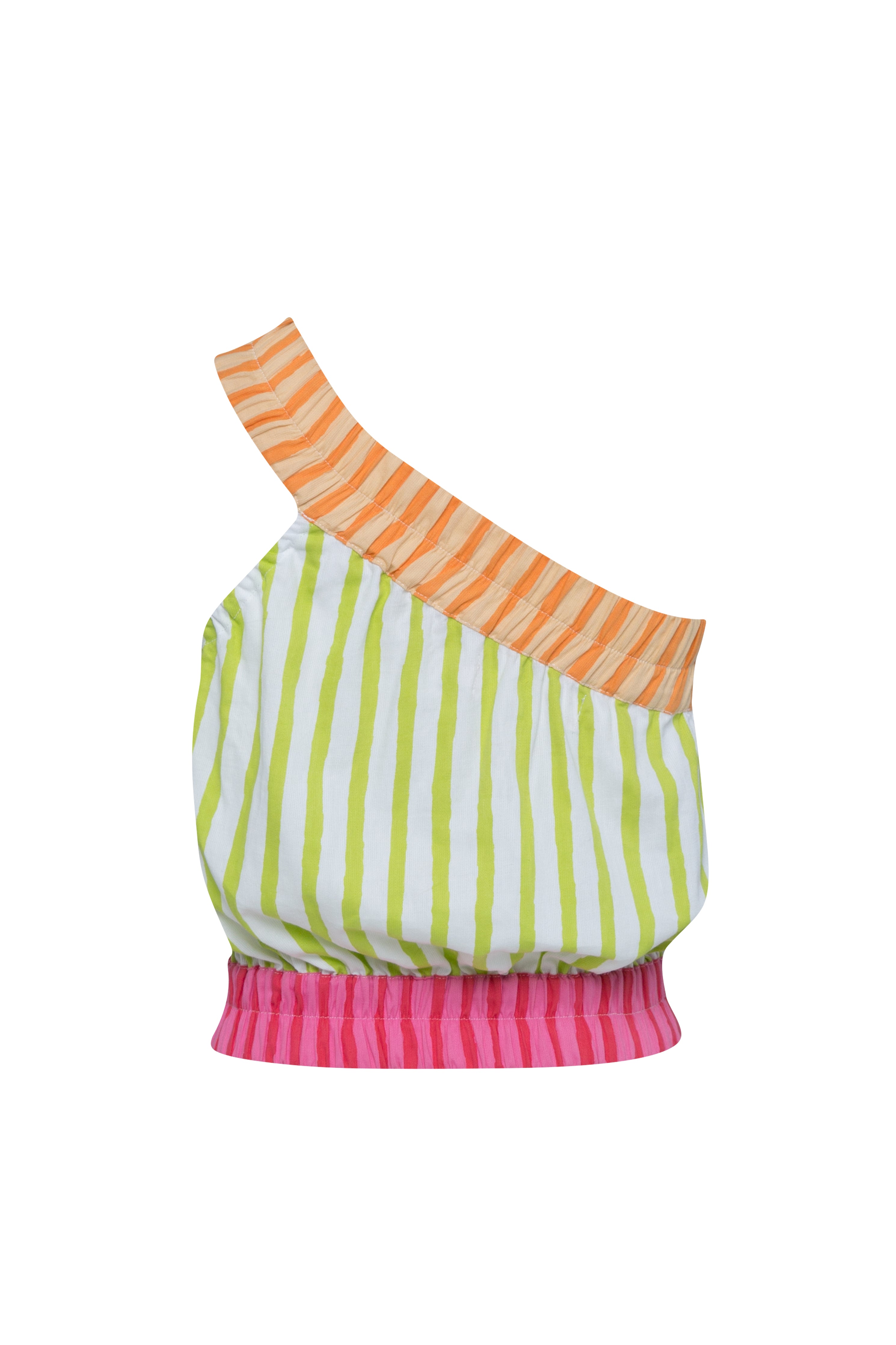 THE SUNNY SIDE UP ELASTIC CROP TOP - MULTI COLOUR STRIPES