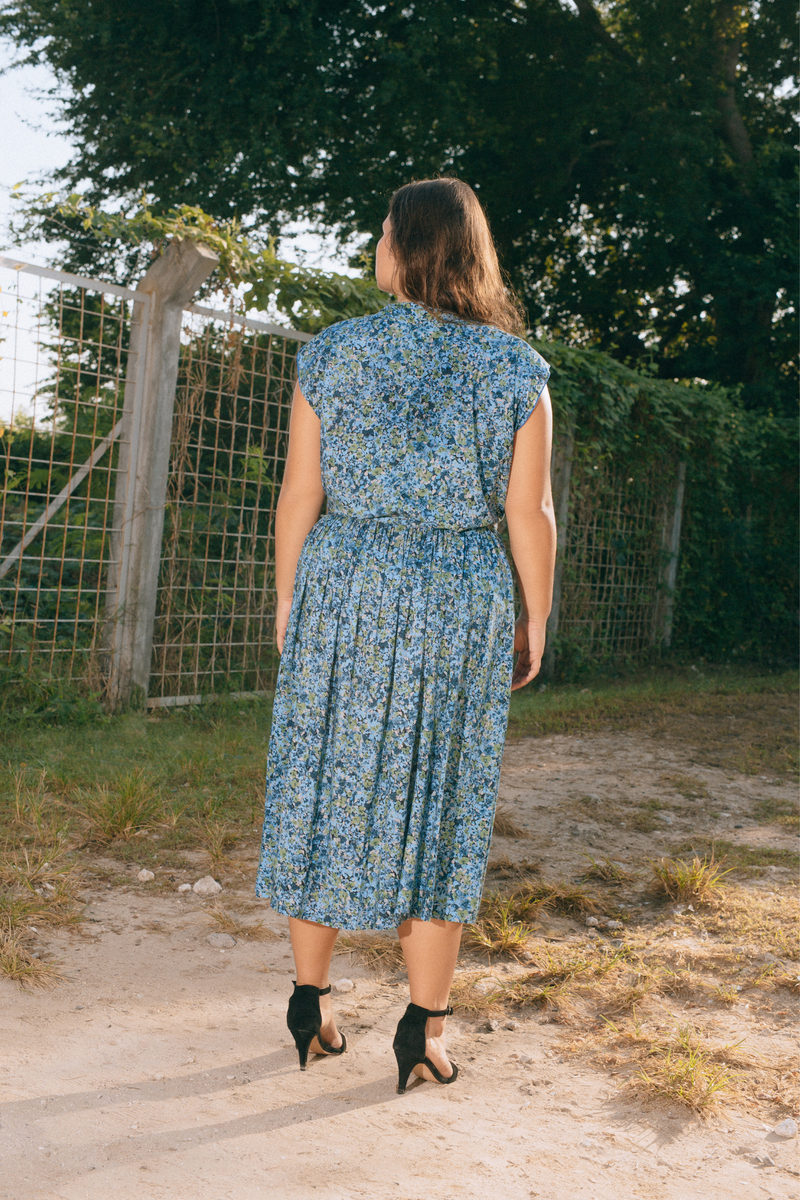 THE POINT DRESS  - FLORAL EXPLOSION BLUE