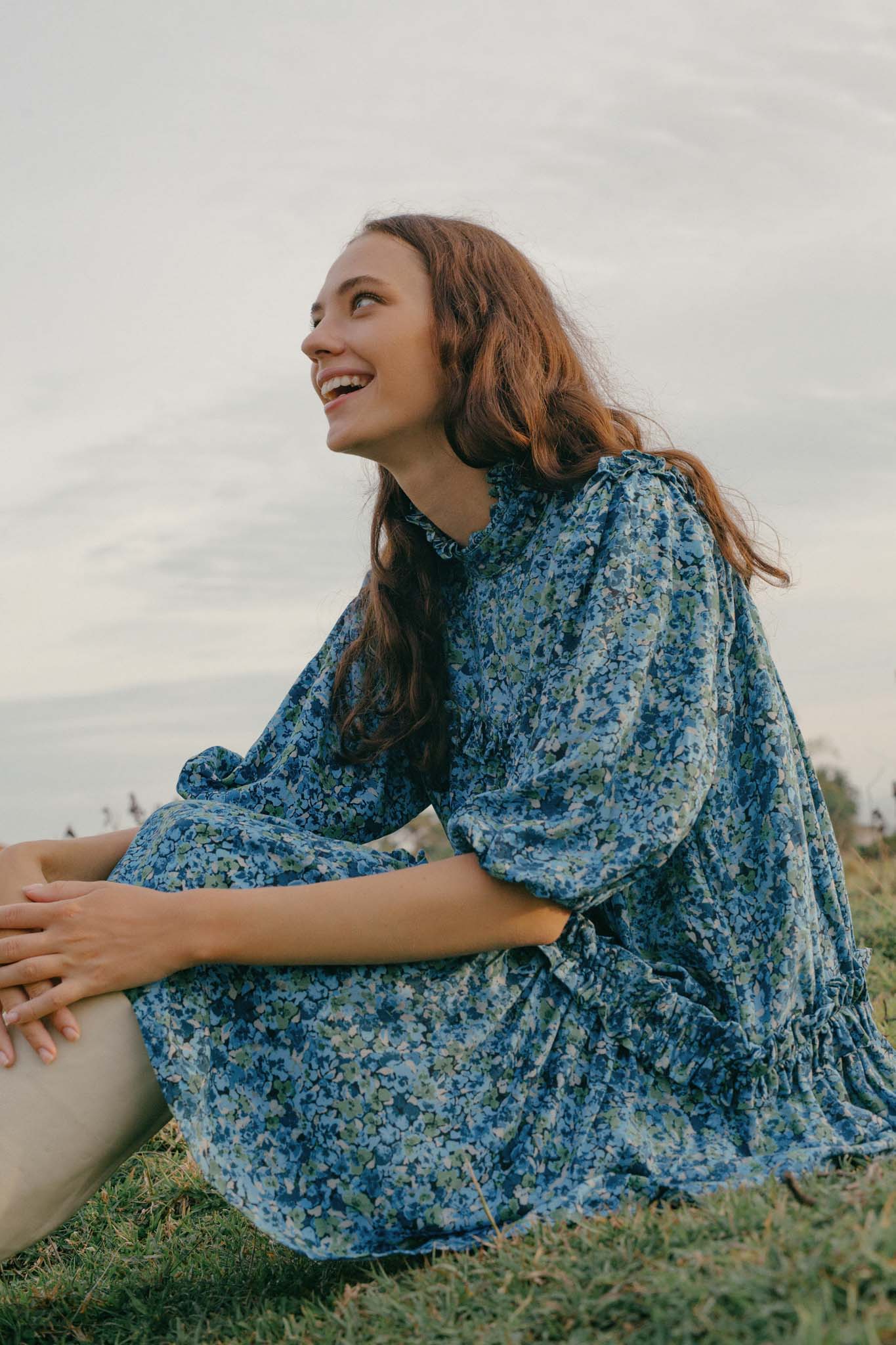 THE JONI DRESS - Floral Explosion Blue