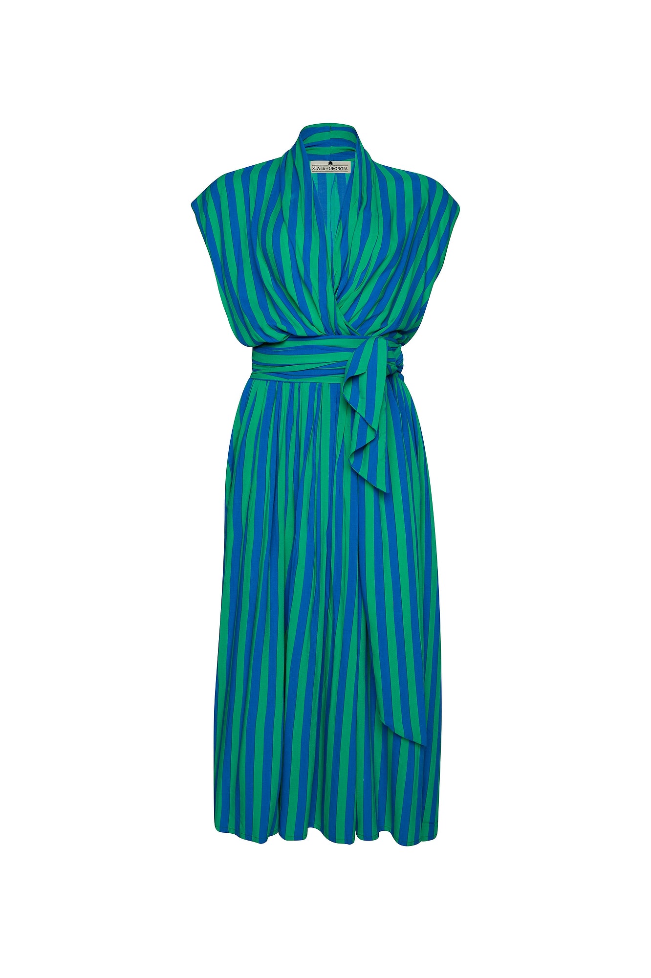 THE POINT DRESS - WHIPPY STRIPE GREEN & BLUE