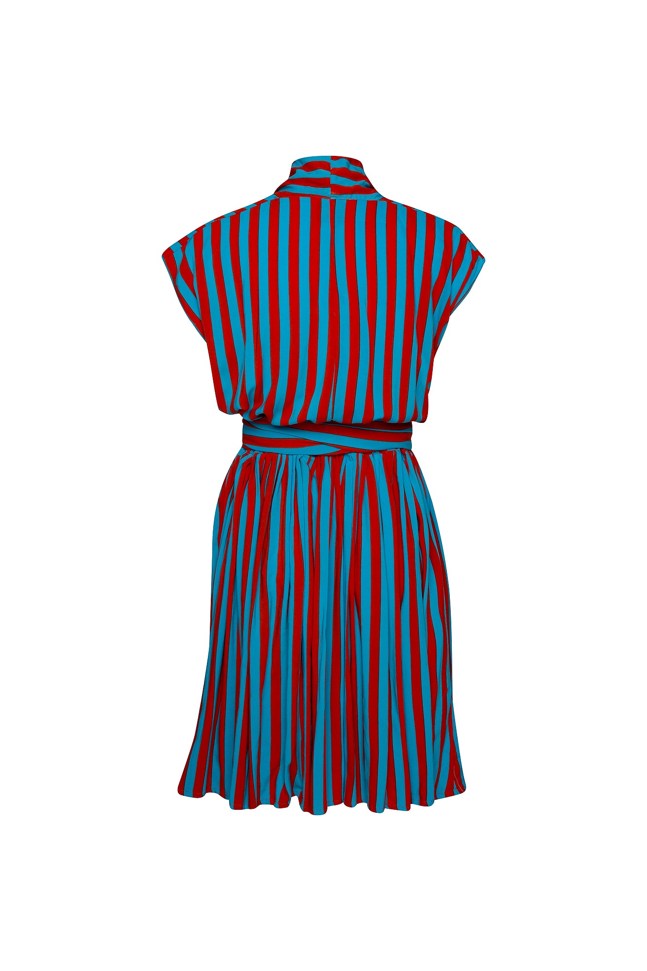 THE POINT DRESS SHORT - WHIPPY STRIPE AQUA & RED