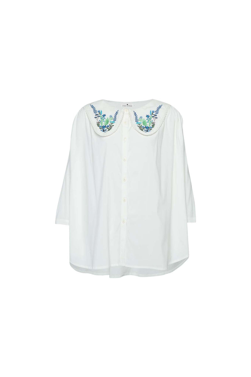 THE CISCO EMBROIDERED DREAM SHIRT - FLOWERS BLUE