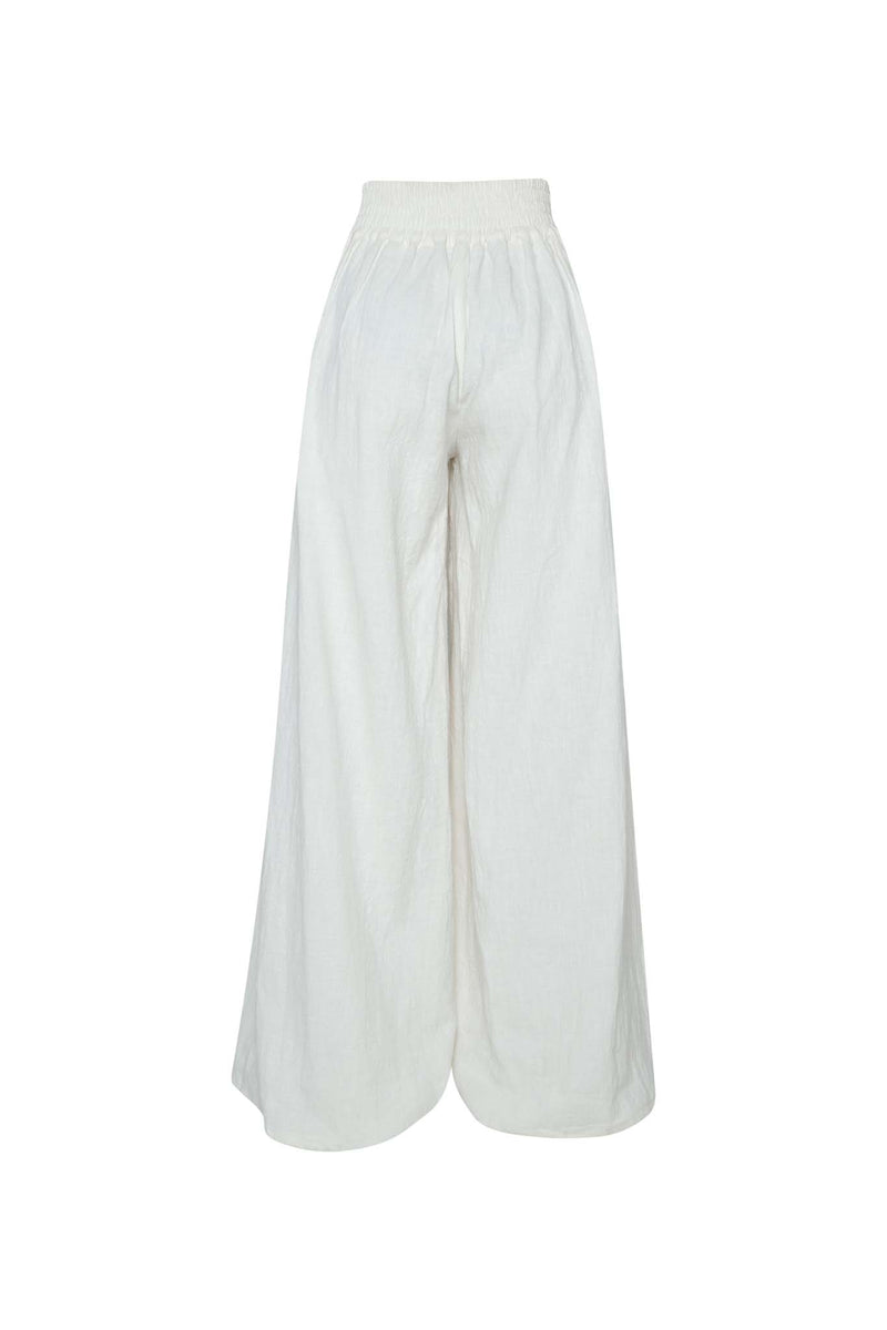 BODENE WIDE LEG SUIT PANT - OFF WHITE / CHAROCOAL BUTTONS