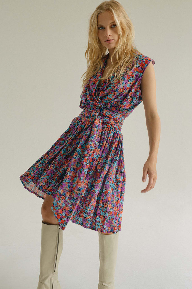 THE POINT DRESS SHORT - FLORAL EXPLOSION RASPBERRY