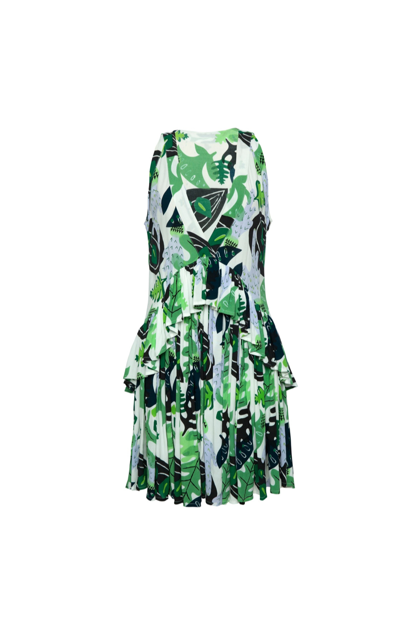 THE RARA FRILL Dress - Cactus Green