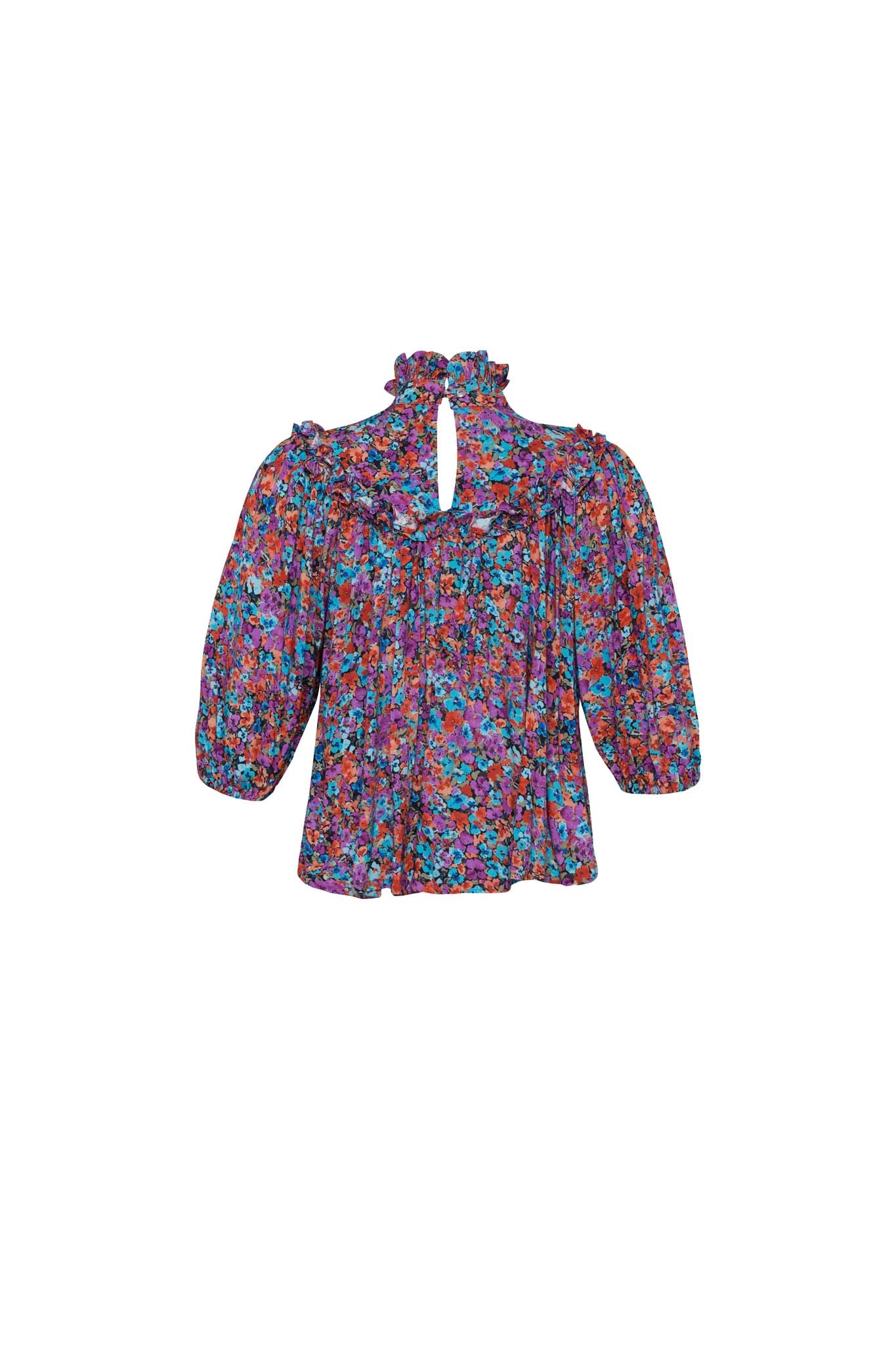 THE JONI TOP - FLORAL EXPLOSION RASPBERRY